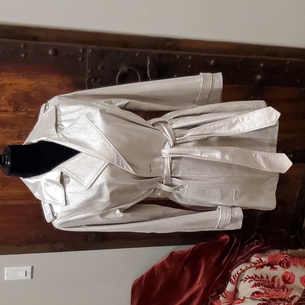 Vintage Leather Jacket. Silver Metallic. No Flaws